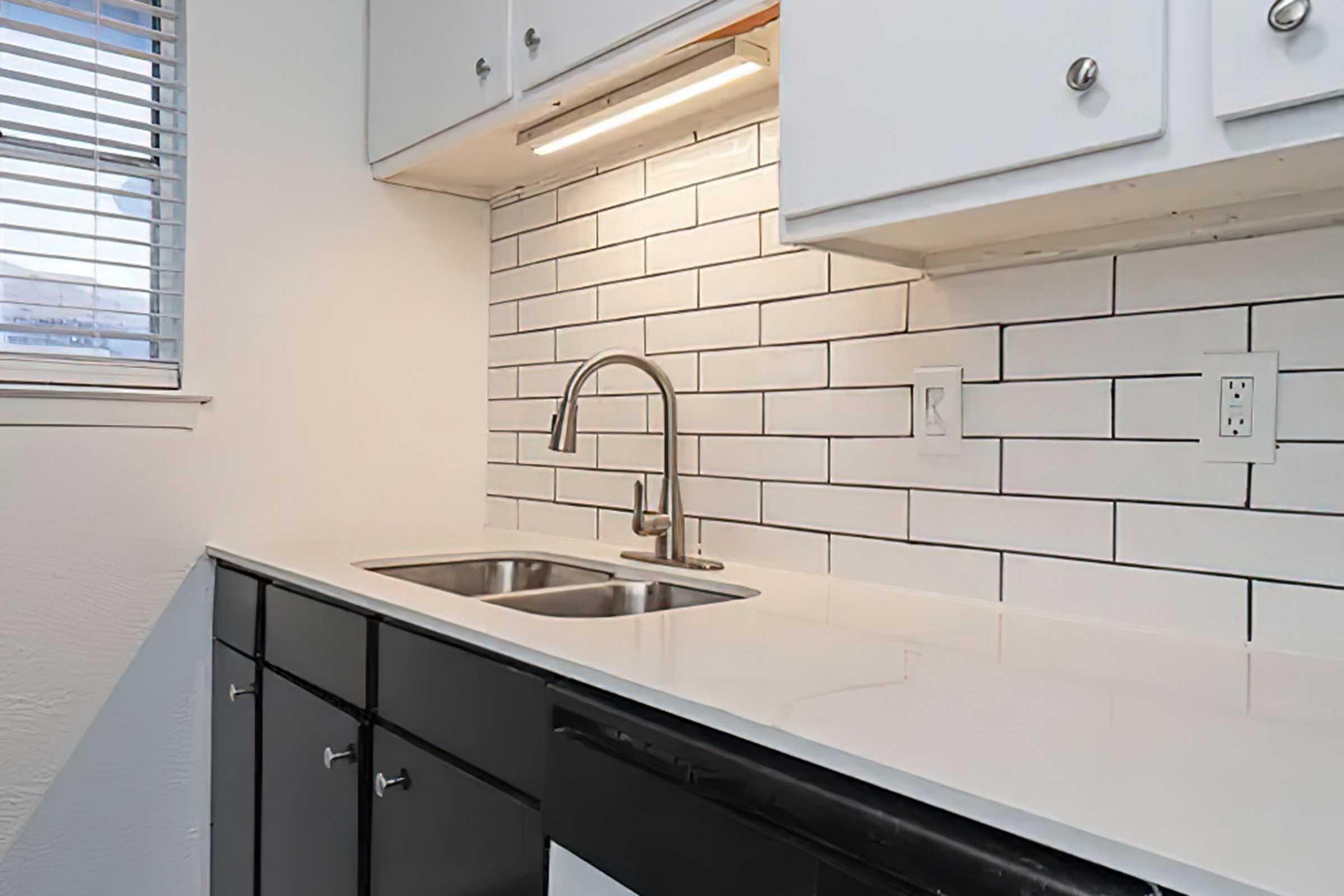 Berkshire Square kitchen counter and tile backsplash