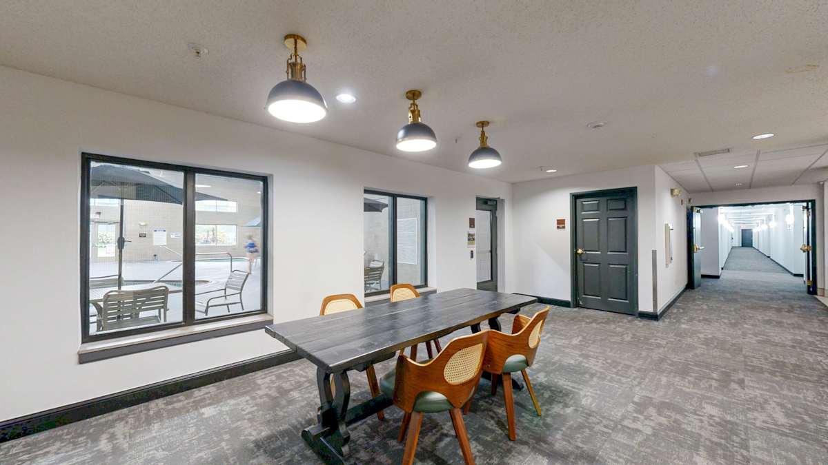 Wi-Fi lounge with a long table and chairs