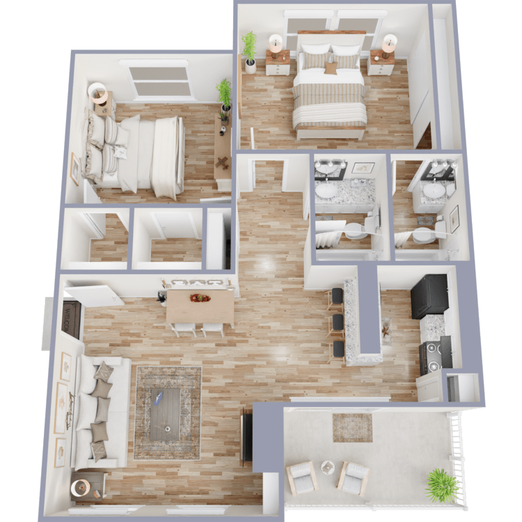2X2 floor plan at District at Midtown