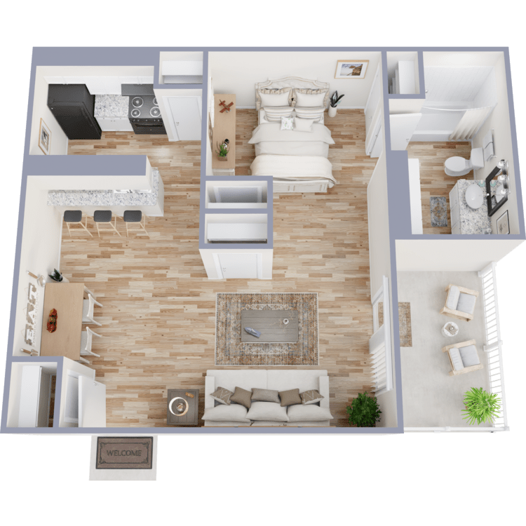 Studio floor plan at District at Midtown
