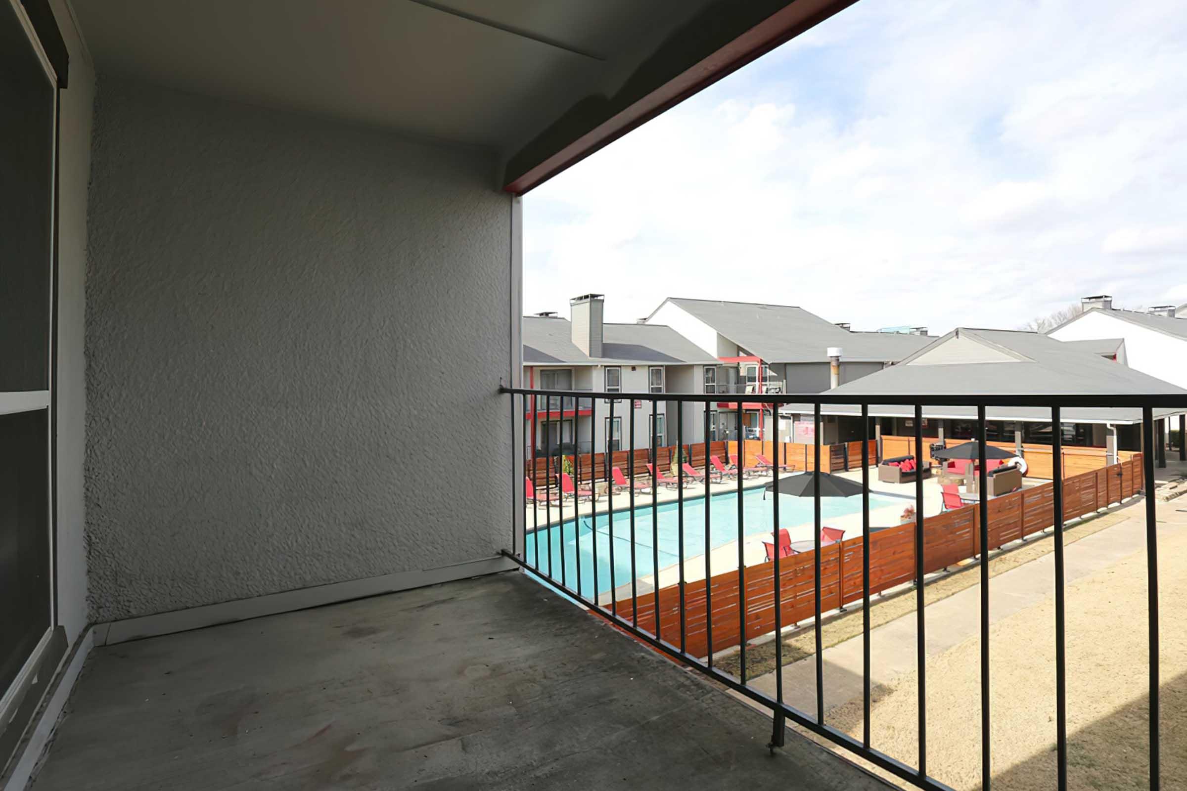 District at Midtown balcony overlooking the community pool.