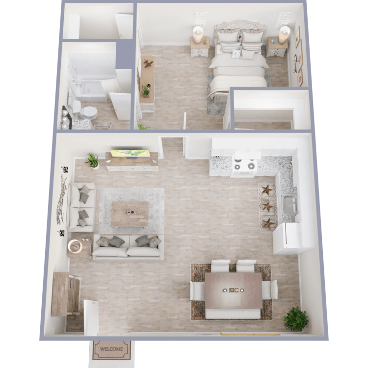 1X1 A floor plan at Maravilla