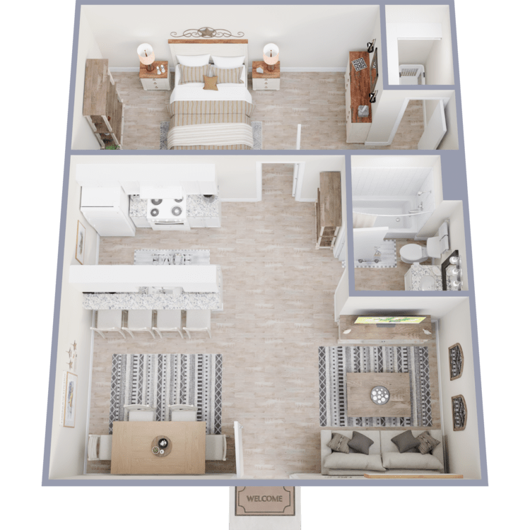 1X1 floor plan at Maravilla
