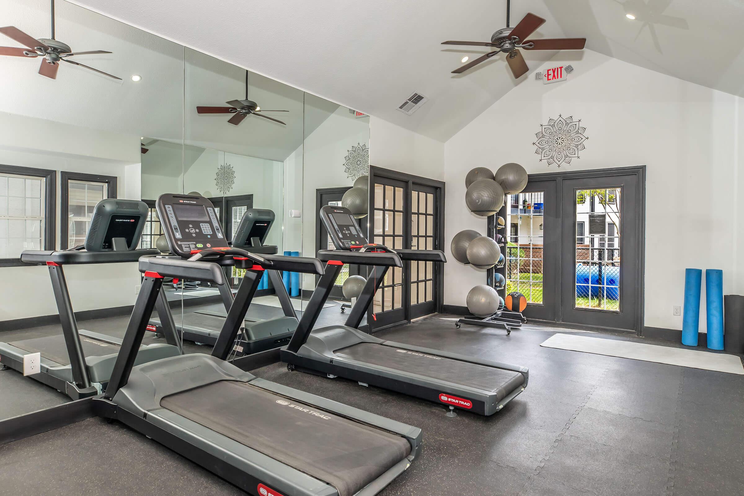 Fitness center with treadmills and exercise equipment