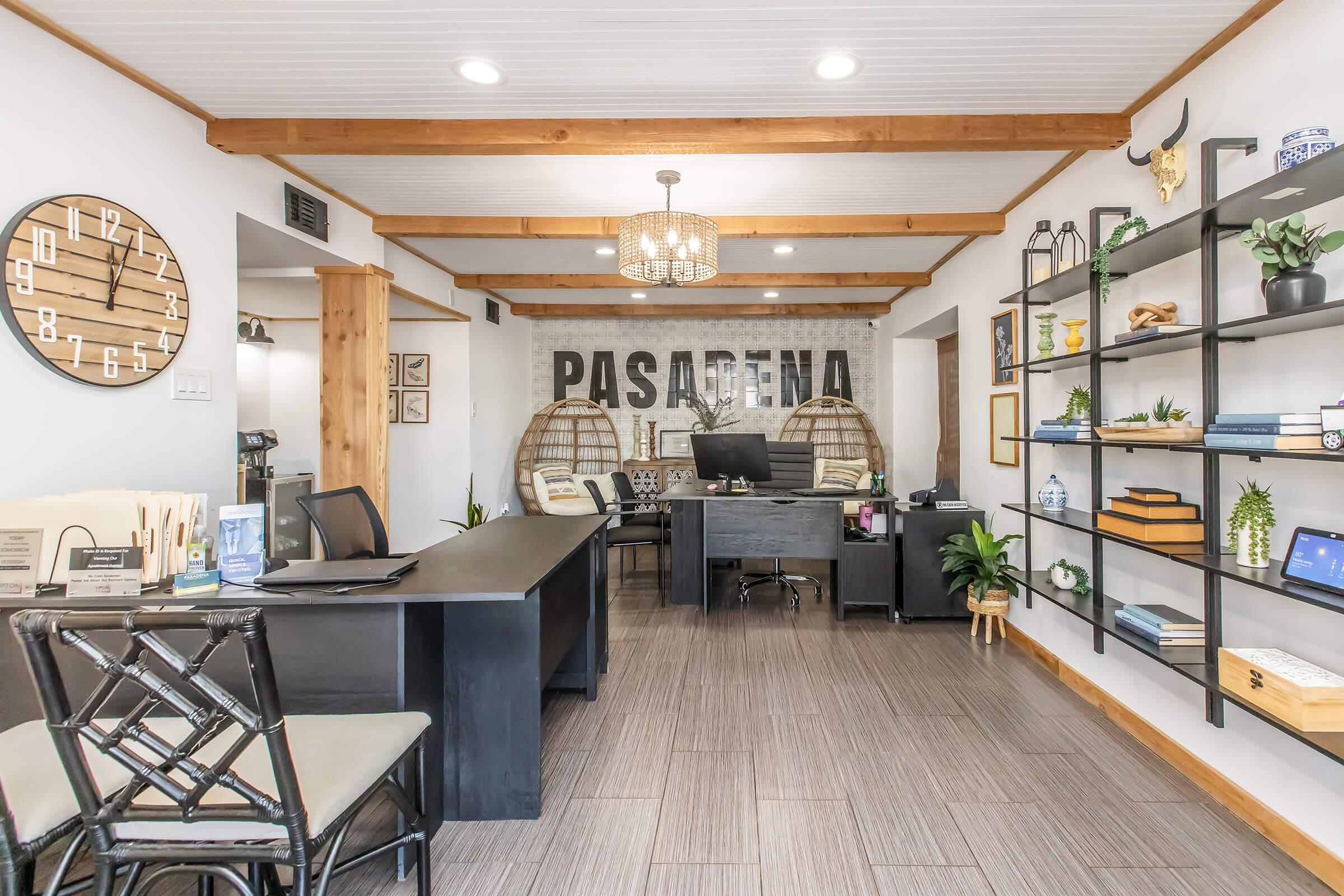 Pasadena leasing office and clubhouse reception